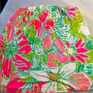 Lilly Pulitzer Pink & Green Tropical Floral Strapless Rayon Top Size Small